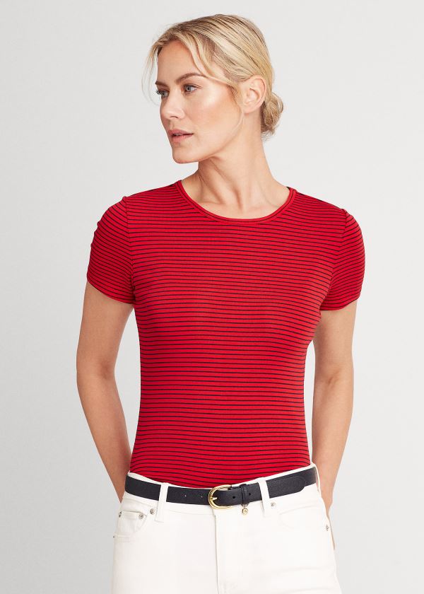 Ralph Lauren Striped Cotton-Blend T Shirt Dame Danmark (MNLFA8031)